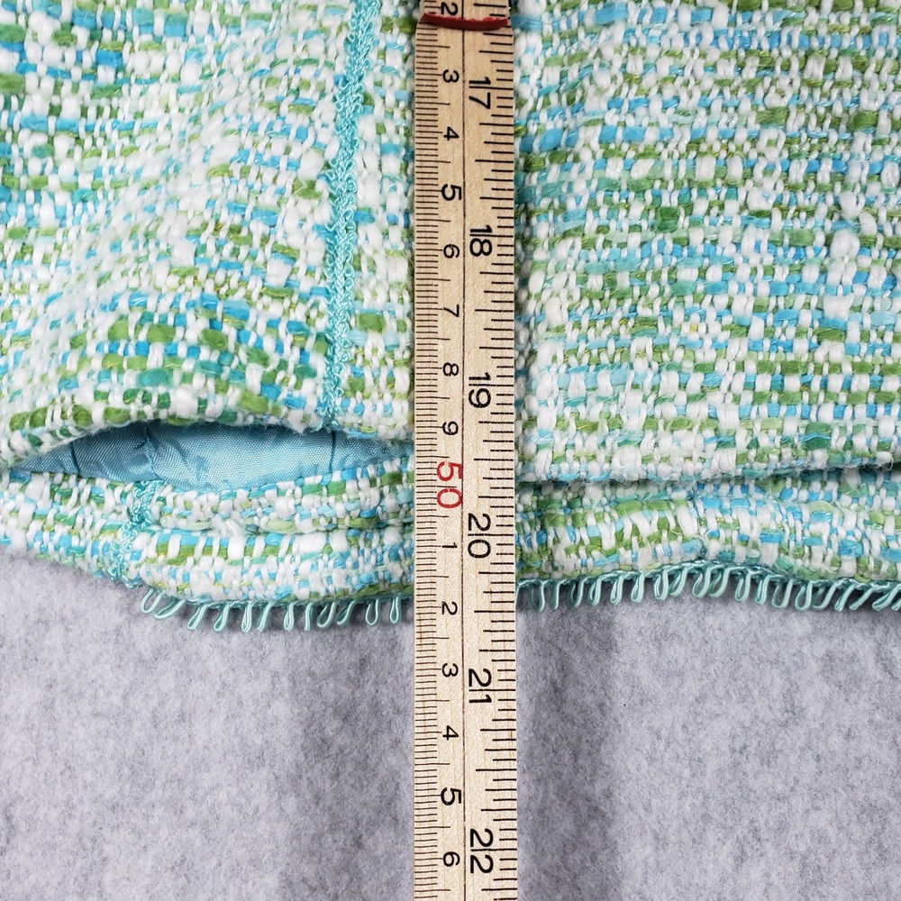 Valerie Stevens 8 P Tweed Skirt Suit Set Mint Blue Green Wool Blend Glamouratti - Picture 8 of 16